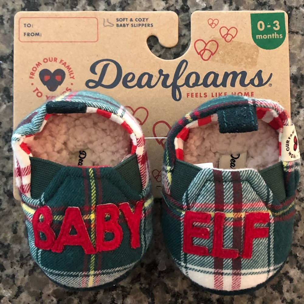 NWT Dearfoams Baby Elf Plaid Slippers